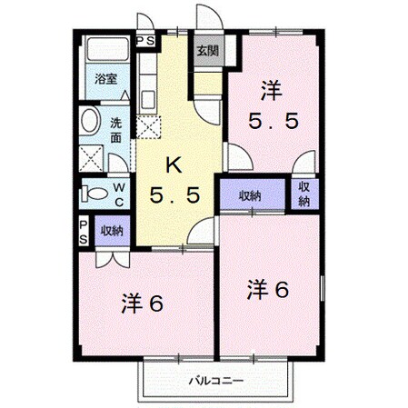 六十谷駅 バス7分  鳴滝団地下車：停歩5分 2階の物件間取画像